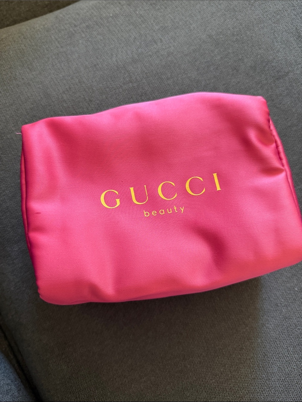 Gucci Beauty Pink Beauty Cosmetic Pouch with Gold Logo